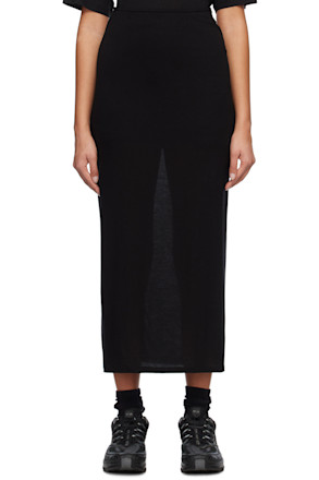 Black Paneled Midi Skirt