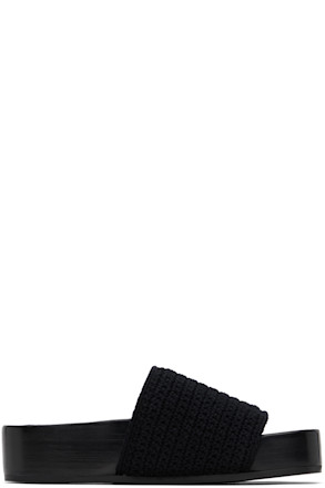Black Crochet Slides