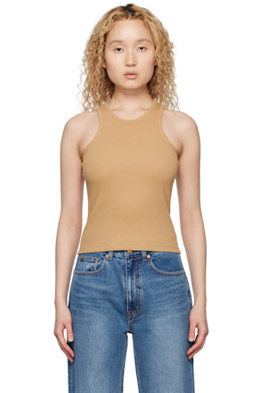 Beige Crewneck Tank Top