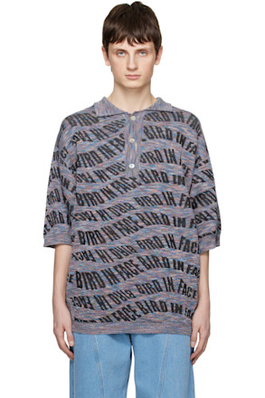 Purple 'Bird In Face' Polo