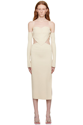 Beige Heart Midi Dress