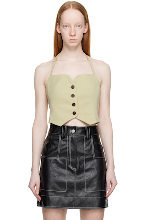 Khaki Buttoned Tank Top