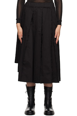 Black Pleated Midi Skirt