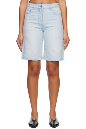 Blue Faded Denim Shorts
