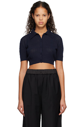 Navy Cropped Cardigan