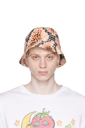 Beige Snake Print Bucket Hat
