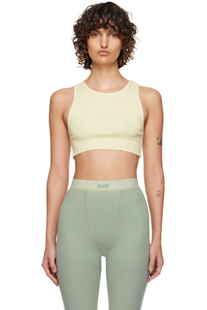 Off-White Cotton Rib Super Crop Tank Top