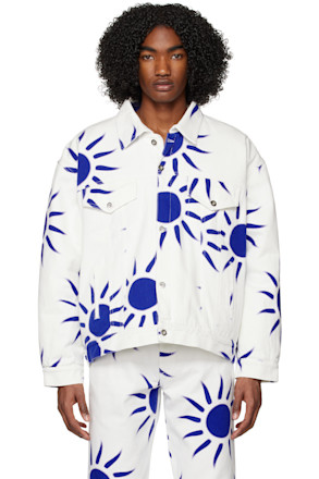 White Printed Denim Jacket