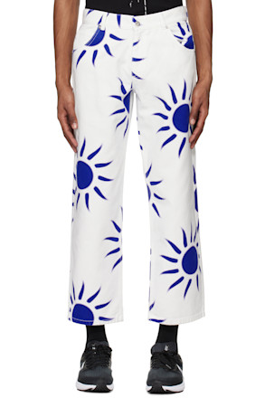 White Printed Jeans