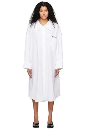White Button-Up Midi Dress