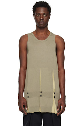 SSENSE Exclusive Khaki Pleated Tank Top