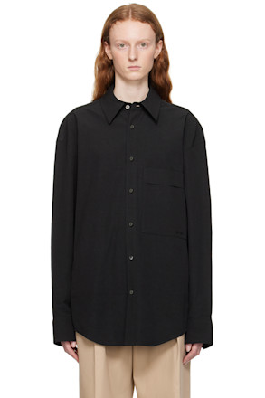 Black Spread Collar Shirt