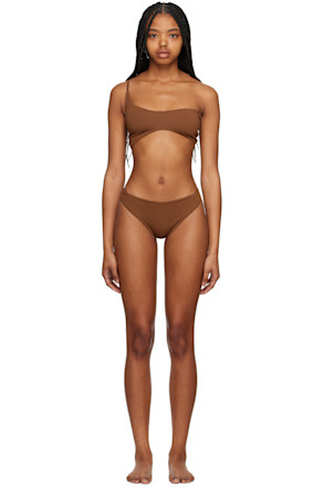 Brown Asymmetric Underwear Set
