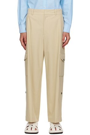 Beige Crease Cargo Pants