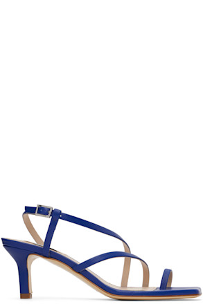 Blue Twist Strap Heeled Sandals