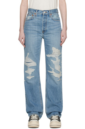 Blue High-Rise Loose Jeans