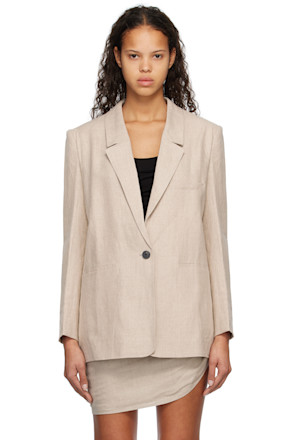 Beige Relaxed-Fit Blazer