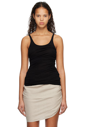 Black Draped Tank Top