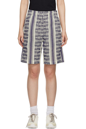 White & Navy Papillion Stripe Shorts