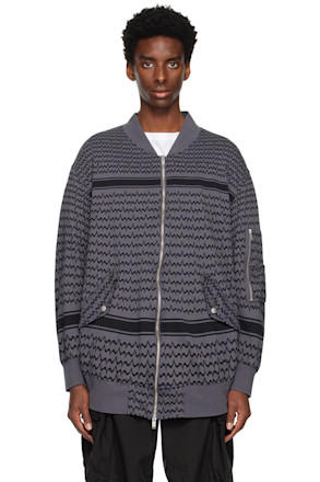 Gray Graphic Bomber Jacket