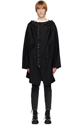 Black Offset Zip Coat