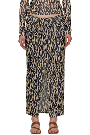 Beige & Black Marya Midi Skirt