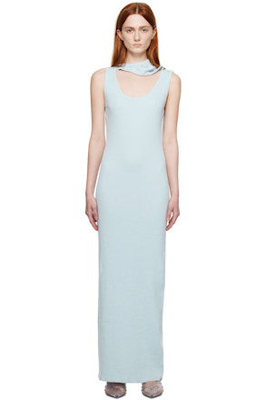 Blue Classic Triple Collar Maxi Dress