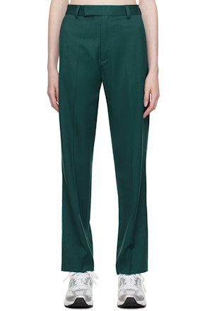 Green Fine Pleated Trousers