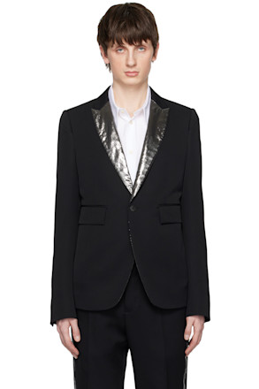 Black Metallic Lapel Blazer