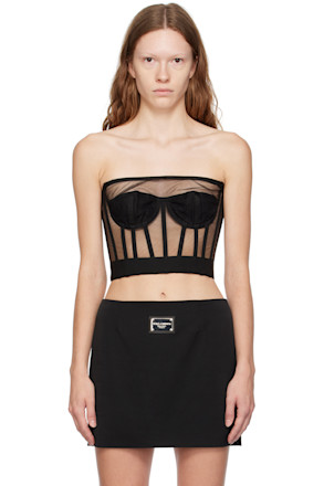 Black Straight Neck Corset