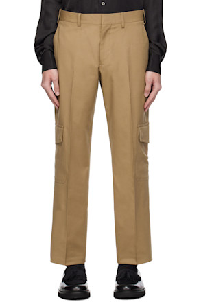 Beige Cinch Strap Trousers