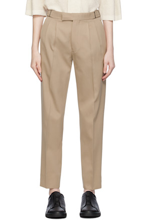 Beige Pleated Trousers