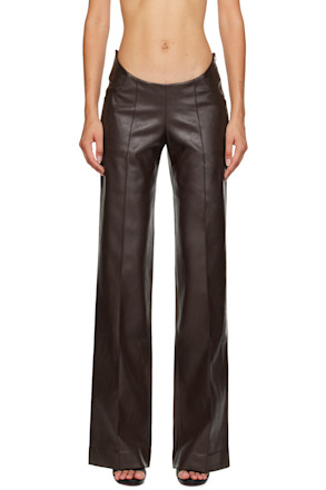 Brown Tolobu Faux-Leather Trousers