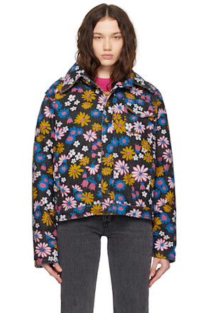 Black Floral Denim Jacket