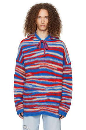 Red & Blue Stripe Hoodie