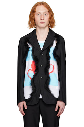 Black Cutout Faux-Fur Blazer