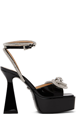 Black Double Bow 140 Heeled Sandals