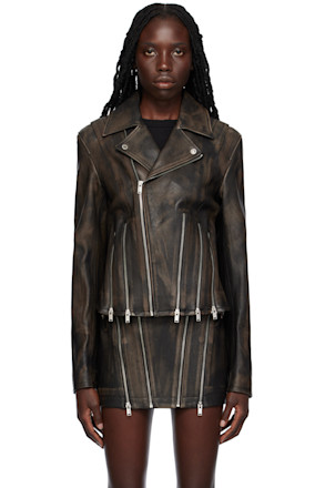 Black Off-The-Shoulder Leather Jacket