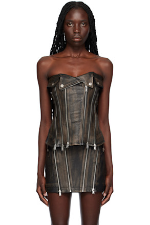 Black Zip Leather Tank Top