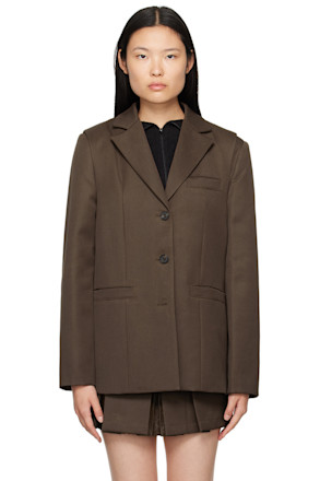 Brown Convertible Blazer & Vest Set