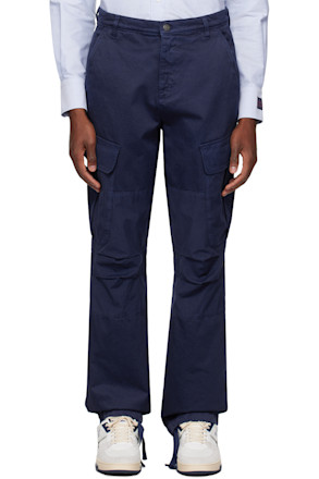 Blue Paneled Cargo Pants