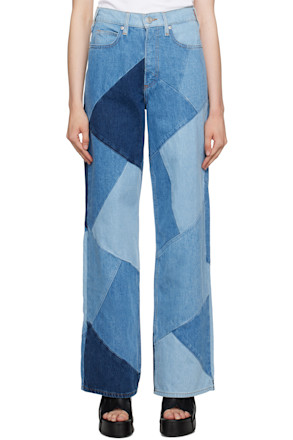 Blue 'Le High 'N Tight' Patchwork Jeans