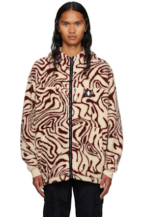 Beige & Burgundy AOP Fluid Jacket