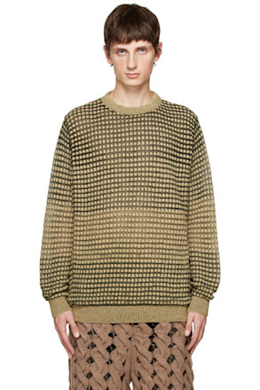 Green & Beige Gradient Dot Sweater