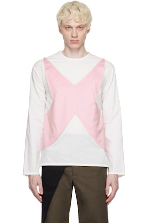SSENSE Exclusive White & Pink Long Sleeve T-Shirt