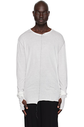 White Loose Thread Long Sleeve T-Shirt