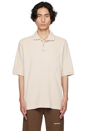 Beige Spread Collar Polo