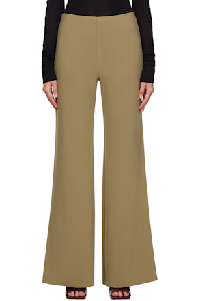 Khaki Wide Bootcut Trousers