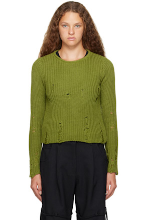 Green Distressed Sweater
