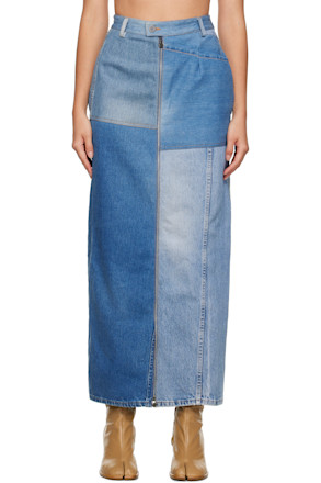 Blue Patta Denim Maxi Skirt
